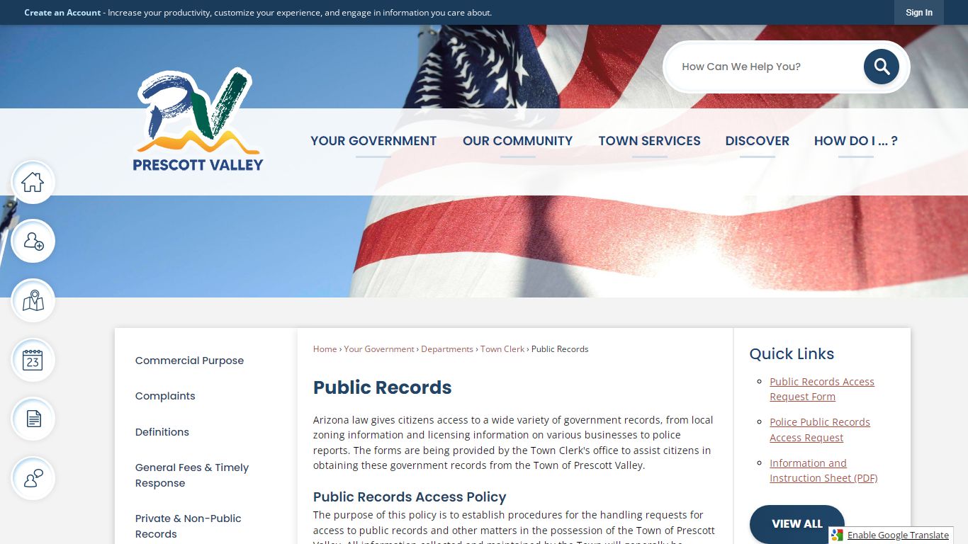 Public Records | Prescott Valley, AZ - Official Website
