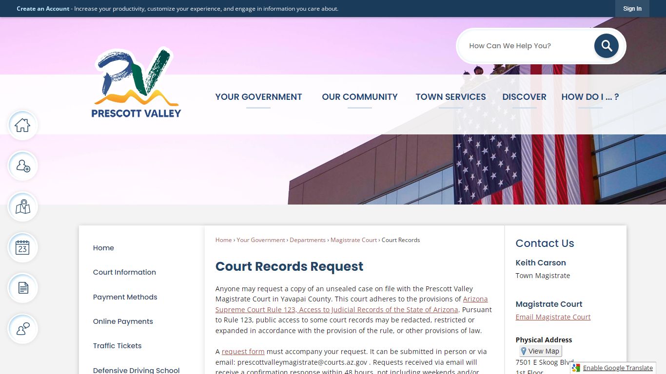 Court Records Request | Prescott Valley, AZ - Official Website
